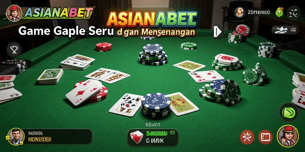 Screenshot gameplay ASIANABET yang menampilkan kartu Gaple dan papan permainan.