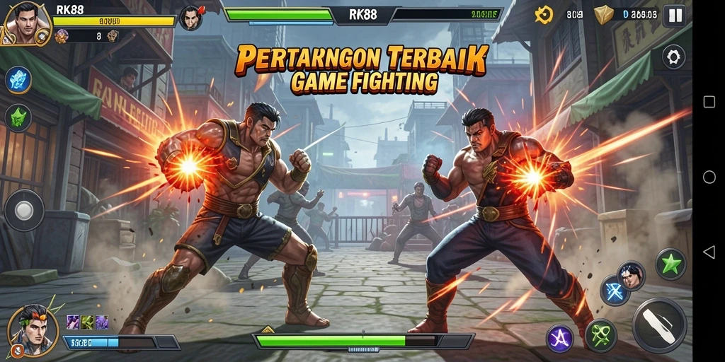 Screenshot RK88 menampilkan aksi pertarungan yang intens dan karakter yang dinamis.