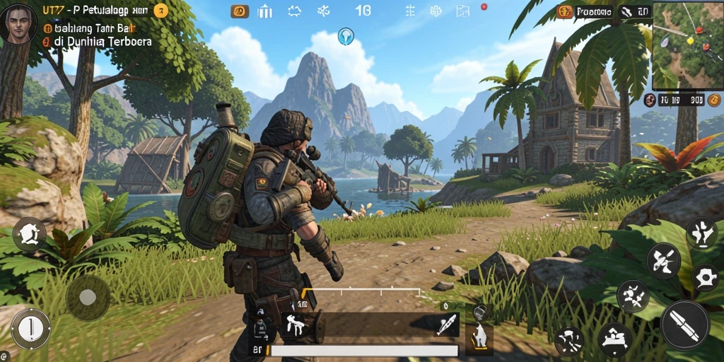 Tampilan gameplay epik dari UT77 dalam dunia terbuka.